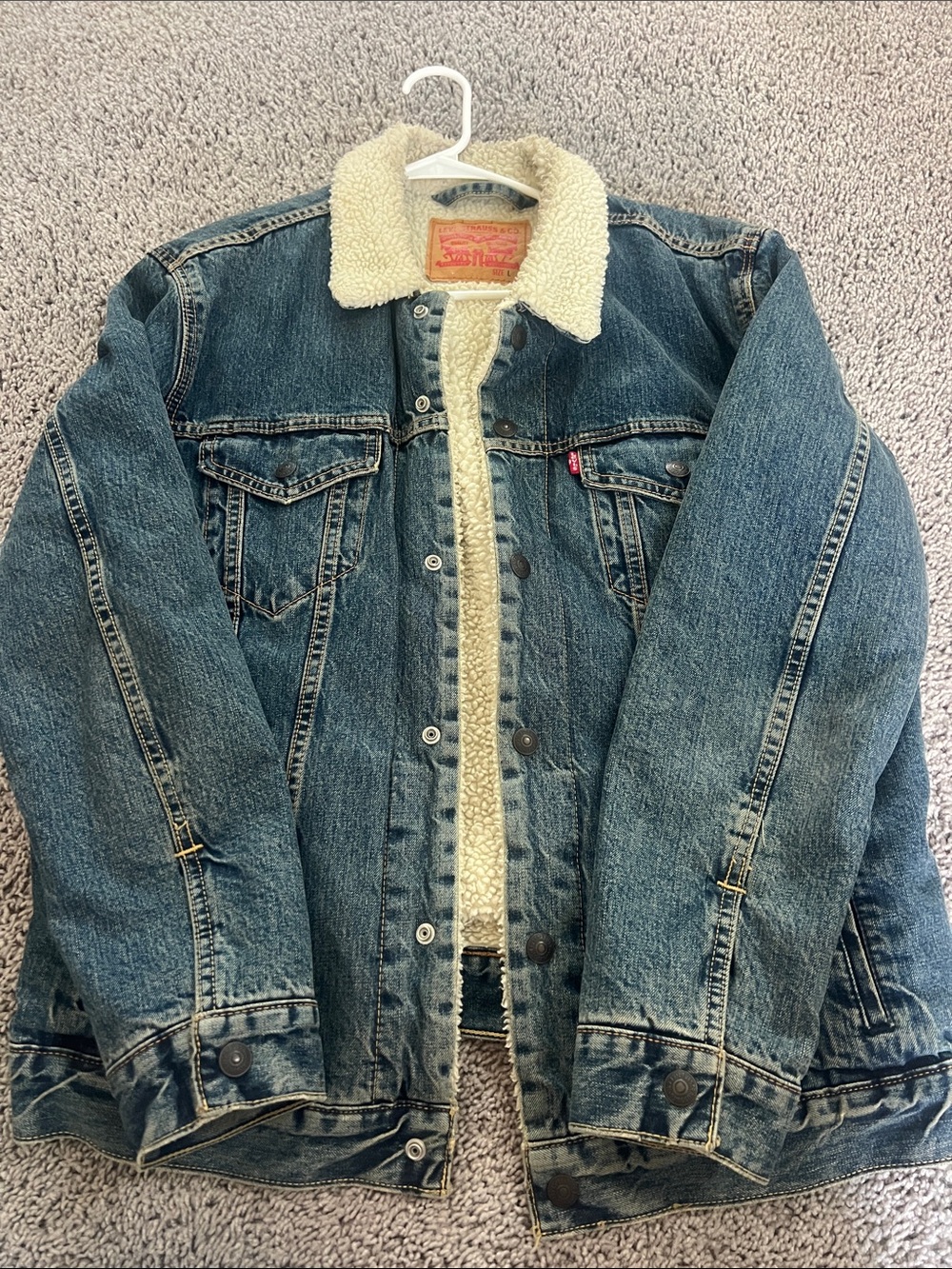 Levi's Blue Denim Sherpa Jacket with Cream Lining